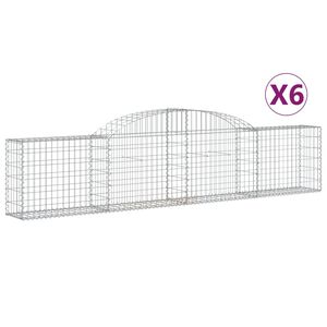 vidaXL 6 db &iacute;ves horganyzott vas gabion kos&aacute;r 300x30x60/80 cm