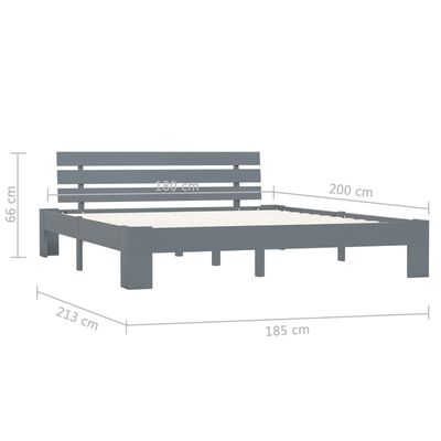 vidaXL szürke tömör fenyőfa ágykeret 180 x 200 cm