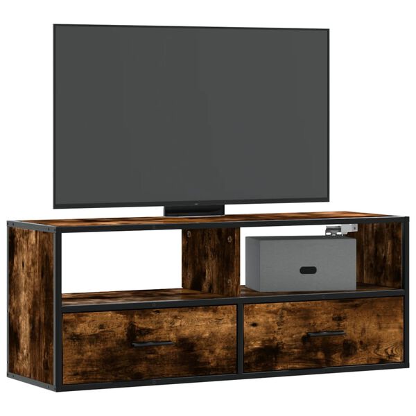 vidaXL f&uuml;st&ouml;s t&ouml;lgy sz&iacute;nű szerelt fa &eacute;s f&eacute;m TV-szekr&eacute;ny 100x31x39,5 cm