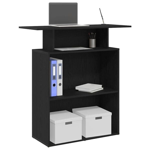 vidaXL fekete, r&eacute;tegelt fa recepci&oacute;s asztal 100 x 40 x 104 cm