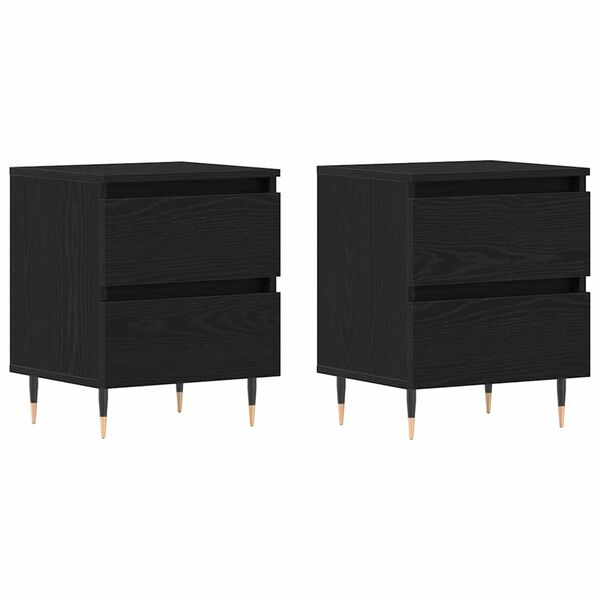 vidaXL &Eacute;jjeliszekr&eacute;ny 2 pcs Fekete t&ouml;lgy 40 x 35 x 50 cm Faanyag