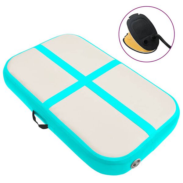 vidaXL z&ouml;ld PVC felf&uacute;jhat&oacute; tornamatrac pump&aacute;val 60 x 100 x 20 cm