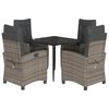 vidaXL 5 r&eacute;szes sz&uuml;rke polyrattan kerti &eacute;tkezőgarnit&uacute;ra p&aacute;rn&aacute;val
