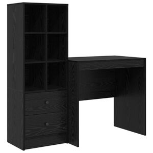 vidaXL Asztal Fekete t&ouml;lgy 125,5 x 50 x 127 cm 2 db