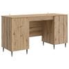 vidaXL Asztal polcokkal K&eacute;zműves T&ouml;lgy 142,5 x 50 x 75 cm Szerelt Fa
