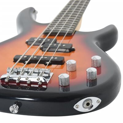 vidaXL barna-fekete elektromos basszusgitár kezdőknek tokkal 4/4 46"