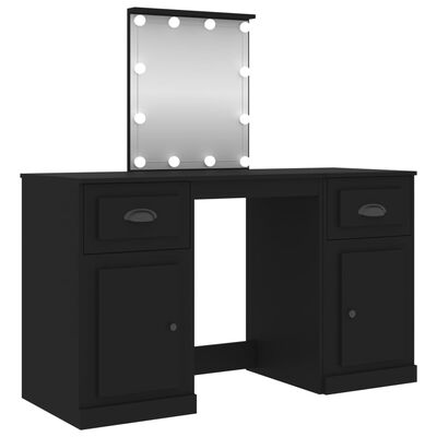 vidaXL fekete fésülködőasztal LED-del 130 x 50 x 132,5 cm