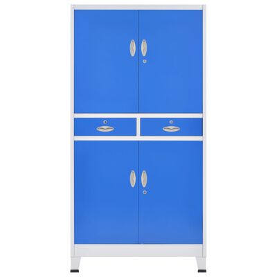 vidaXL 4 ajtós szürke/kék fém irodaszekrény 90 x 40 x 180 cm