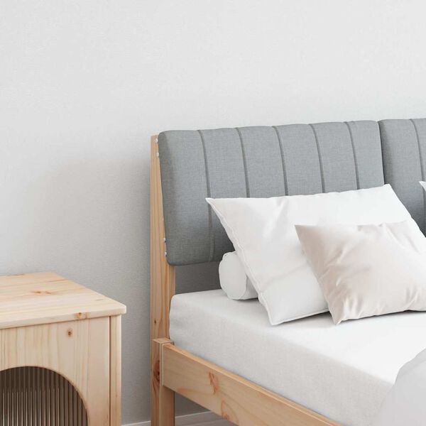 vidaXL Kárpitozott fejtámla Világosszürke 120 cm Tömör fenyőfa