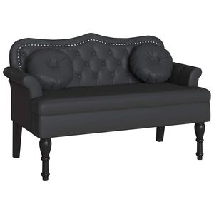 vidaXL Chesterfield Pad p&aacute;rn&aacute;val Fekete 120,5 x 65 x 75 cm Műbőr