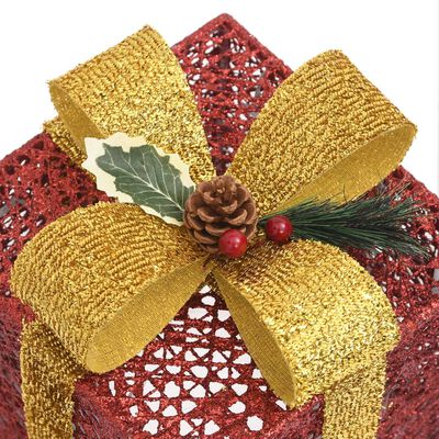 vidaXL 3 darab piros kül- és beltéri dekoratív karácsonyi ajándékdoboz
