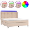 vidaXL cappuccino sz&iacute;nű műbőr rug&oacute;s &aacute;gy matraccal &eacute;s LED-del 180x200cm