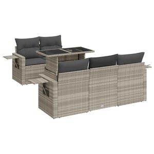 vidaXL 6 r&eacute;szes vil&aacute;gossz&uuml;rke polyrattan kerti &uuml;lőgarnit&uacute;ra p&aacute;rn&aacute;kkal