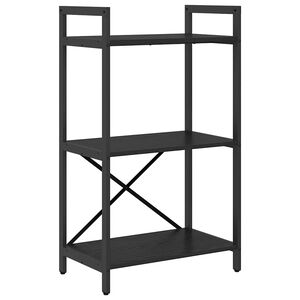 vidaXL K&ouml;nyvespolc 3 szintes 56 x 34 x 96 cm Szerelt Fa Fekete t&ouml;lgy