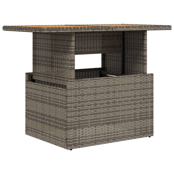 vidaXL szürke polyrattan és akácfa kerti asztal 100 x 55 x 73 cm