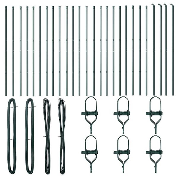 vidaXL Kerítésoszlop Egyéb 26 pcs Zöld 3,2 x 3,2 x 150 cm Acél