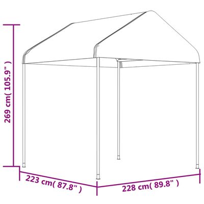 vidaXL fehér polietilén pavilon tetővel 2,28 x 2,23 x 2,69 m