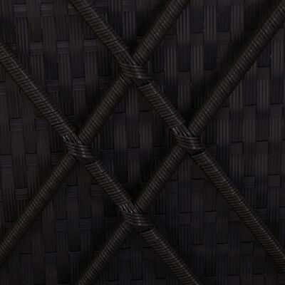 vidaXL fekete polyrattan napozóágy ponyvával és párnával