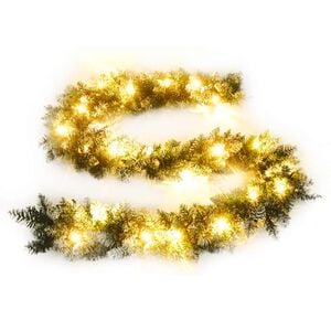 vidaXL z&ouml;ld PVC kar&aacute;csonyi f&uuml;z&eacute;r LED-ekkel 5,2 m