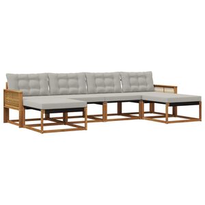 vidaXL K&uuml;lt&eacute;ri kanap&eacute; szett 6 pcs Term&eacute;szetes &eacute;s Vil&aacute;gossz&uuml;rke