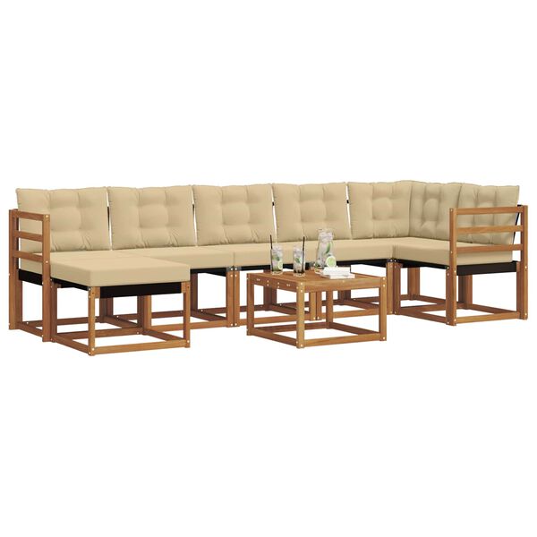 vidaXL K&uuml;lt&eacute;ri kanap&eacute; szett p&aacute;rn&aacute;val 8 pcs Term&eacute;szetes &eacute;s b&eacute;zs