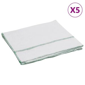 vidaXL 5 db feh&eacute;r tiszt&iacute;t&oacute; kendők z&ouml;ld cs&iacute;kokkal 50 x 60 cm