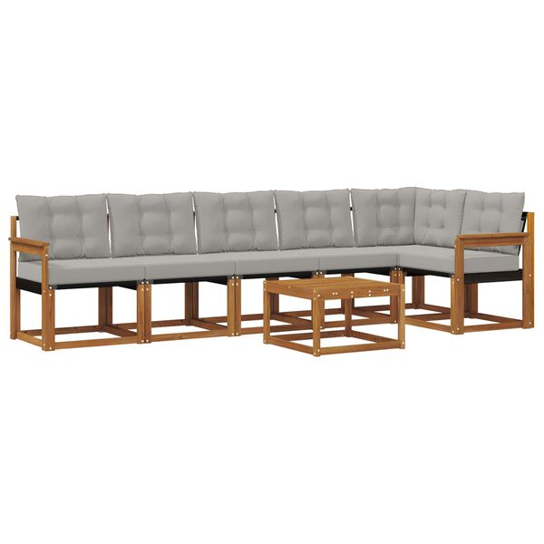 vidaXL K&uuml;lt&eacute;ri kanap&eacute; szett 7 pcs Term&eacute;szetes &eacute;s Vil&aacute;gossz&uuml;rke