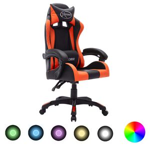 vidaXL narancss&aacute;rga &eacute;s fekete műbőr versenysz&eacute;k RGB LED-vil&aacute;g&iacute;t&aacute;ssal