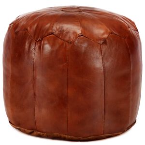 vidaXL s&aacute;rg&aacute;sbarna val&oacute;di kecskebőr puff 40 x 35 cm
