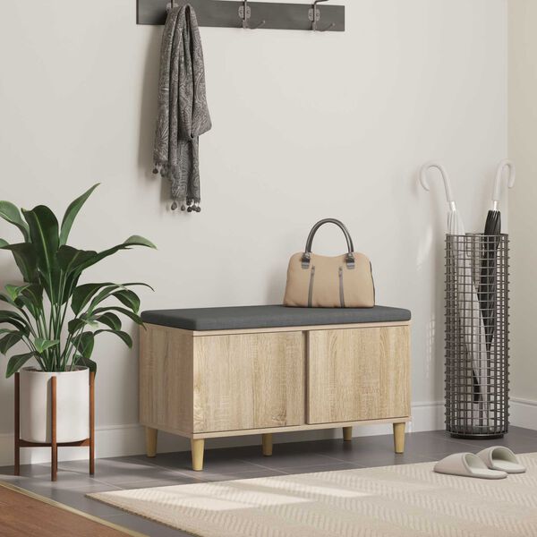 vidaXL Előt&eacute;r pad p&aacute;rn&aacute;val t&aacute;rol&oacute;val Sonoma t&ouml;lgy 80 x 38 x 46 cm