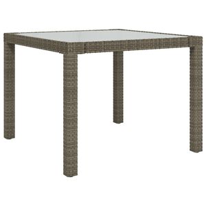 vidaXL sz&uuml;rke polyrattan &eacute;s edzett &uuml;veg kerti asztal 90 x 90 x 75 cm
