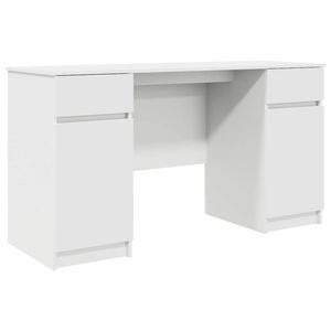 vidaXL Asztal fi&oacute;kkal polcokkal ajt&oacute;val Feh&eacute;r 140 x 49 x 76 cm Faanyag
