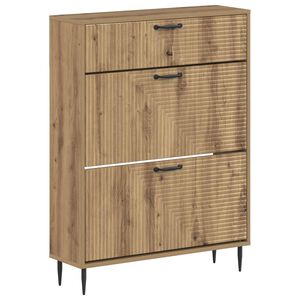 vidaXL Cipőszekr&eacute;ny HAARLEM 78 x 24 x 103 cm Szerelt Fa K&eacute;zműves T&ouml;lgy