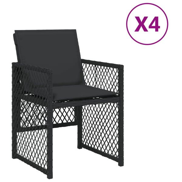 vidaXL 4 db fekete polyrattan kerti sz&eacute;k p&aacute;rn&aacute;val