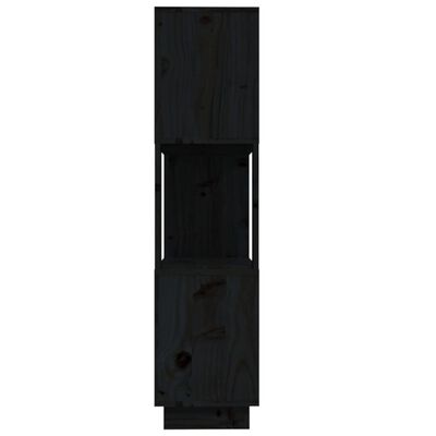 vidaXL fekete tömör fenyőfa könyvszekrény/térelválasztó 80x25x101 cm