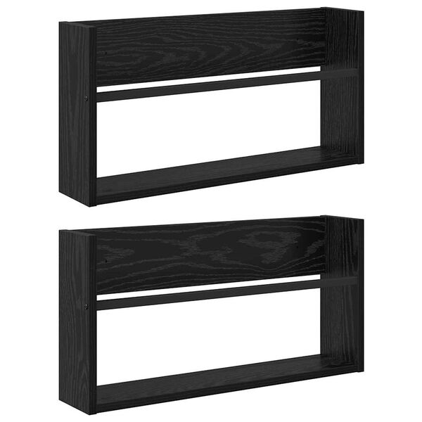 vidaXL Magazin &aacute;llv&aacute;ny 2 pcs Fekete t&ouml;lgy 60 x 12 x 30 cm Faanyag