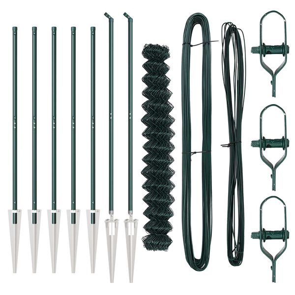 vidaXL Ker&iacute;t&eacute;soszlop Z&ouml;ld 10 x 1,5 m (60 x 60 mm-es h&aacute;l&oacute;) Ac&eacute;l &eacute;s PVC