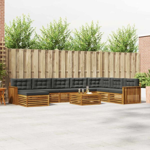 vidaXL &Uuml;lőgarnit&uacute;r&aacute;k 9 pcs Term&eacute;szetes &eacute;s antracit T&ouml;m&ouml;r Ak&aacute;cfa