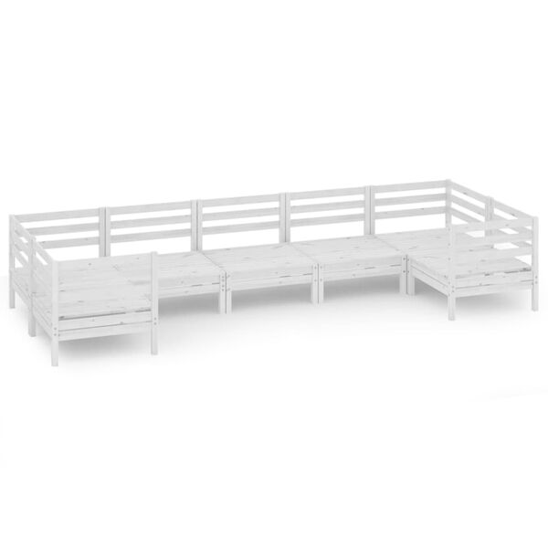 vidaXL 7 r&eacute;szes feh&eacute;r t&ouml;m&ouml;r fenyőfa kerti &uuml;lőgarnit&uacute;ra