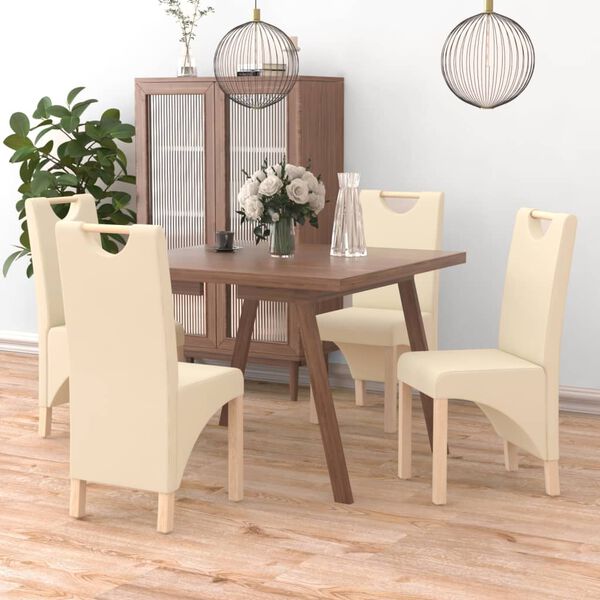 vidaXL 4 db kr&eacute;msz&iacute;nű műbőr &eacute;tkezősz&eacute;k