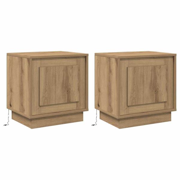 vidaXL &Eacute;jjeliszekr&eacute;ny 2 pcs Artisan t&ouml;lgy 44 x 34,5 x 45 cm Faanyag