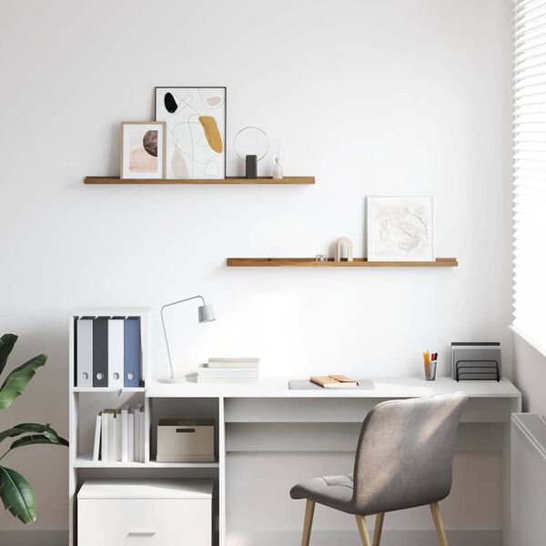 vidaXL Falpolc polcokkal t&aacute;rol&oacute;val 2 pcs Barna 100 x 9 x 3 cm Faanyag