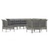 vidaXL 9 részes szürke polyrattan kerti ülőgarnitúra párnákkal