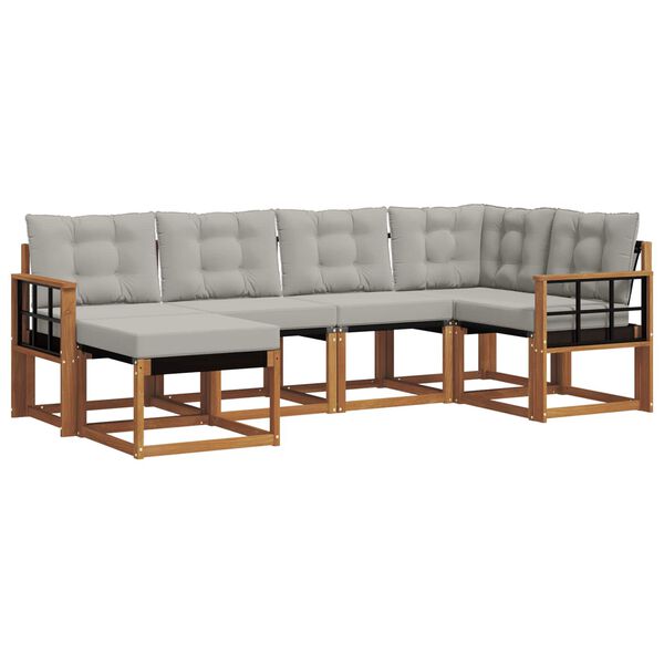 vidaXL K&uuml;lt&eacute;ri kanap&eacute; szett 6 pcs Term&eacute;szetes &eacute;s Vil&aacute;gossz&uuml;rke