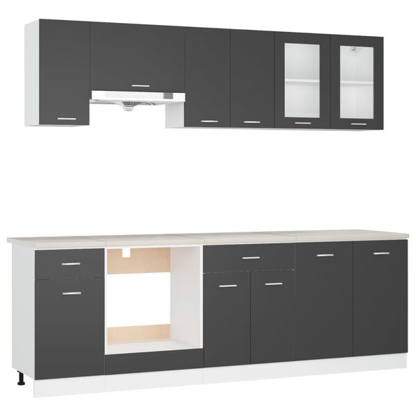 vidaXL 8 r&eacute;szes sz&uuml;rke forg&aacute;cslap konyhaszekr&eacute;nyszett munkapulttal