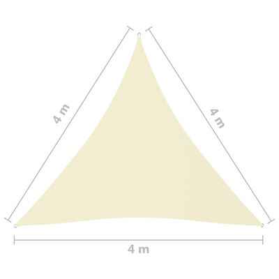 vidaXL krémszínű háromszögű oxford-szövet napvitorla 4 x 4 x 4 m