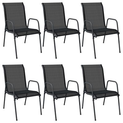 vidaXL 6 db fekete acél és textilén kerti szék