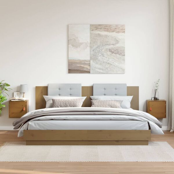 vidaXL 2 db mézbarna tömör fenyőfa faliszekrény 31,5 x 30 x 30 cm