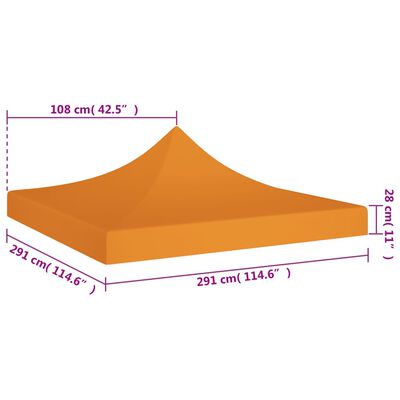 vidaXL narancssárga tető partisátorhoz 3 x 3 m 270 g/m²