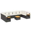 vidaXL 11 r&eacute;szes fekete polyrattan kerti &uuml;lőgarnit&uacute;ra p&aacute;rn&aacute;kkal